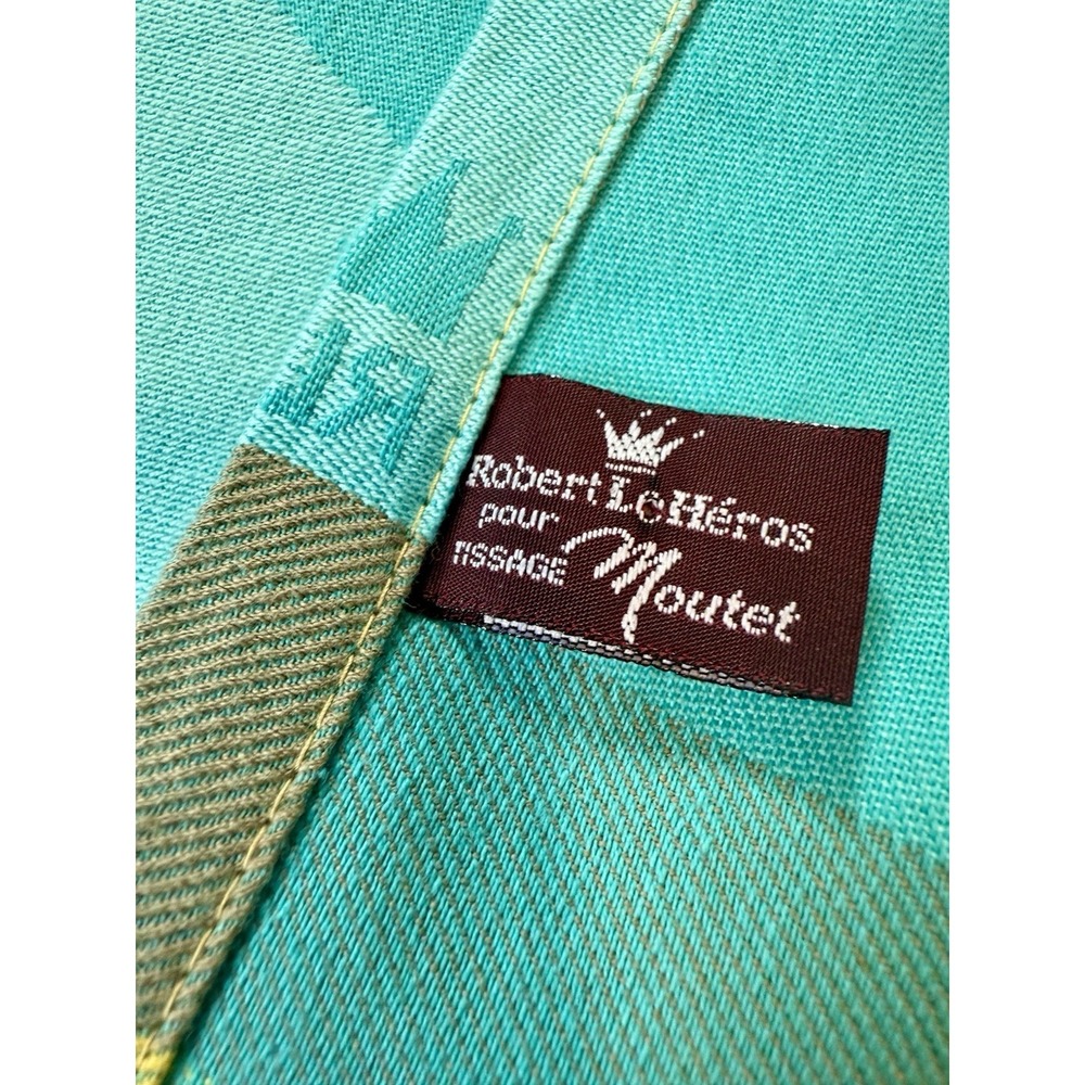 Robert Leheros Moutet rare French Flowers tablerunner Gorgeous Blues Yellows NEW - Picture 2 of 8